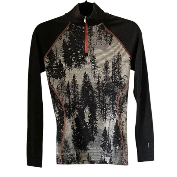 Smartwool Merino Wool 250 1/4 Zip Forest Pattern Base Layer Women Size XS - Picture 2 of 11